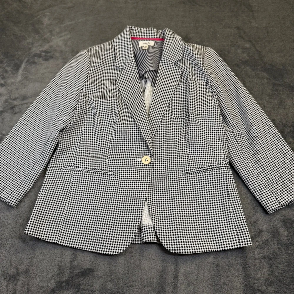 Rafaella Weekend Blazer Womens Small Black Gingham Single Button Stretch - Picture 3 of 11